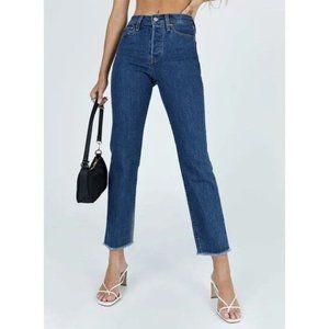 NEW Levi's Wedgie Straight Below The Belt High Rise Button Fly Jeans Dark Blue 2